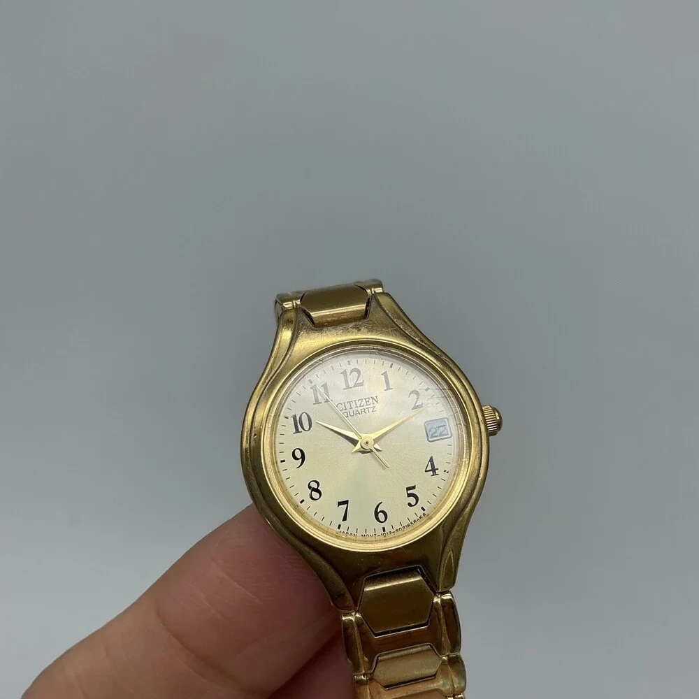 Citizen Womens Watch 23mm Champagne Dial Gold Tone 1012-3072689 New Battery 7.5